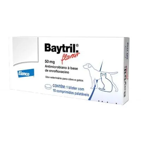 Baytril Flavour 50mg Comprimido Bayer 10 Comprimidos