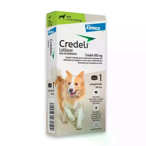 Antipulgas Para Cachorro,Credeli Antipulgas E Carrapatos - 450 Mg - Cães 11kg A 22kg - 01 Comprimido