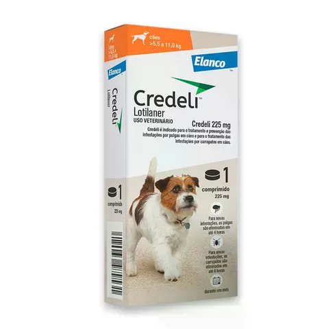 Antipulgas Para Cachorro,Credeli Antipulgas E Carrapatos - 225 Mg - Cães 5,5kg A 11kg - 01 Comprimido