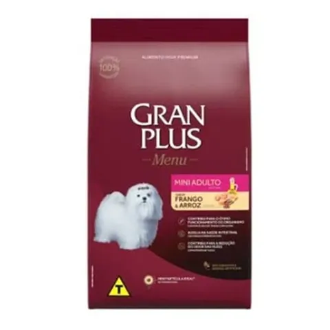 Ração Menu para Cães Adultos Mini Sabor Frango e Arroz Granplus 1kg