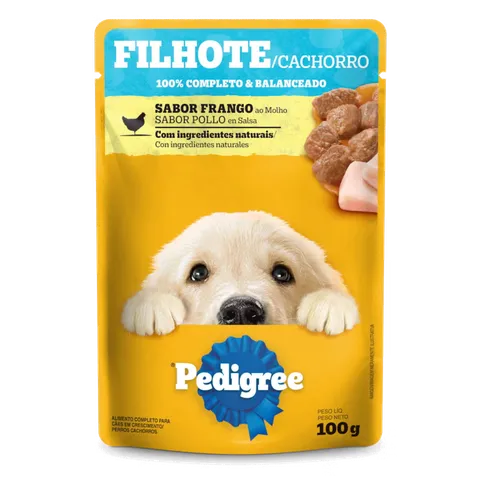 Ração Úmida Pedigree Sachê Cães Filhotes Frango Ao Molho 100 G
