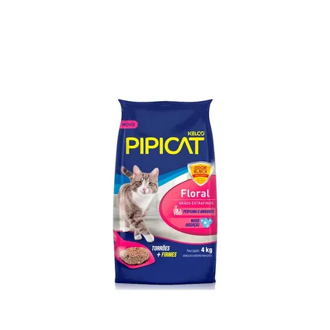 Areia Higiênica E Sanitária Gatos Bentonita Pipicat Floral Perfumada Odor Block 4kg