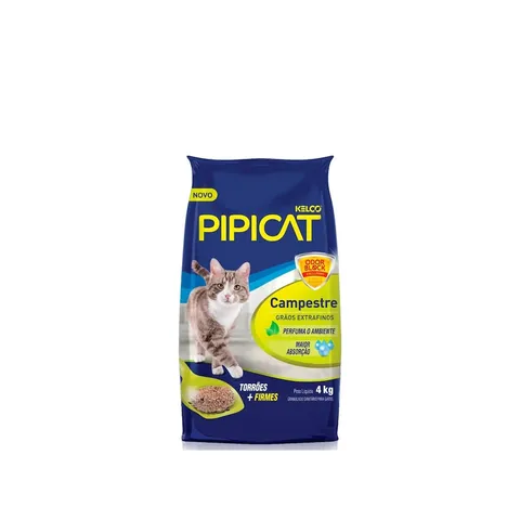 Areia Higiênica E Sanitária Gatos Bentonita Pipicat Campestre Perfumada Odor Block 4kg