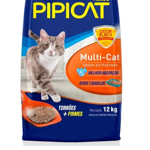Areia Sanitária Gatos Pipicat Multicat Odor Block 12kg