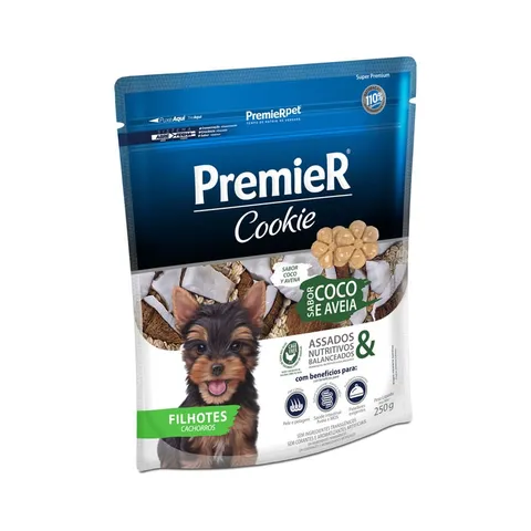 Premier Cookie Cães Filhotes Coco e Aveia Premier 250g