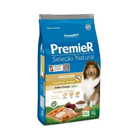 Ração Premier Seleção Natural Cães Adultos Frango Korin 12kg
