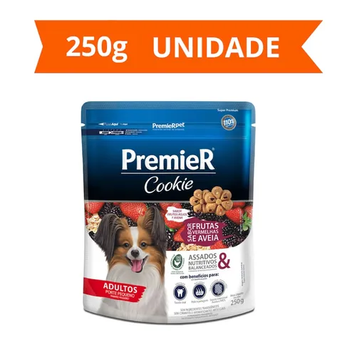 Biscoito Premier Cookie Para Cães Adultos Sabor Frutas Vermelhas E Aveia 250g