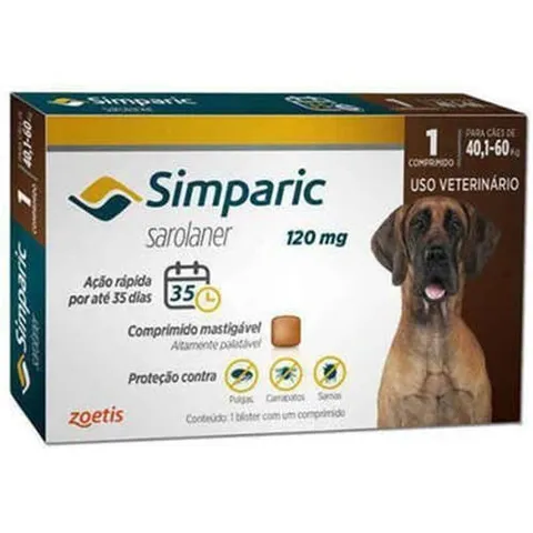 Simparic 120mg Para Cães de 40,1 A 60kg  1 Comprimido