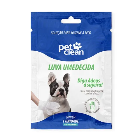 Luva de Limpeza Umedecida Pet Clean Para Gatos E Cachorros