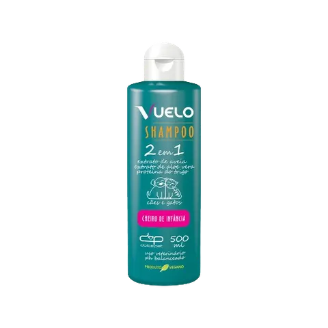 Shampoo 2 Em 1 Cheiro de Infância para Cães E Gatos Vuelo 500ml
