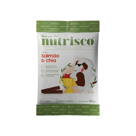 Snacks Para Cães Sabor Salmão e Chia Nutrisco 65g