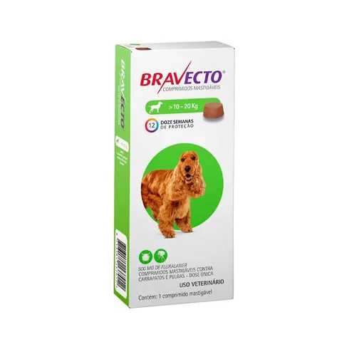Antipulgas Para Cachorro,Antipulgas E Carrapatos Bravecto 500mg Para Cães de 10 A 20kg
